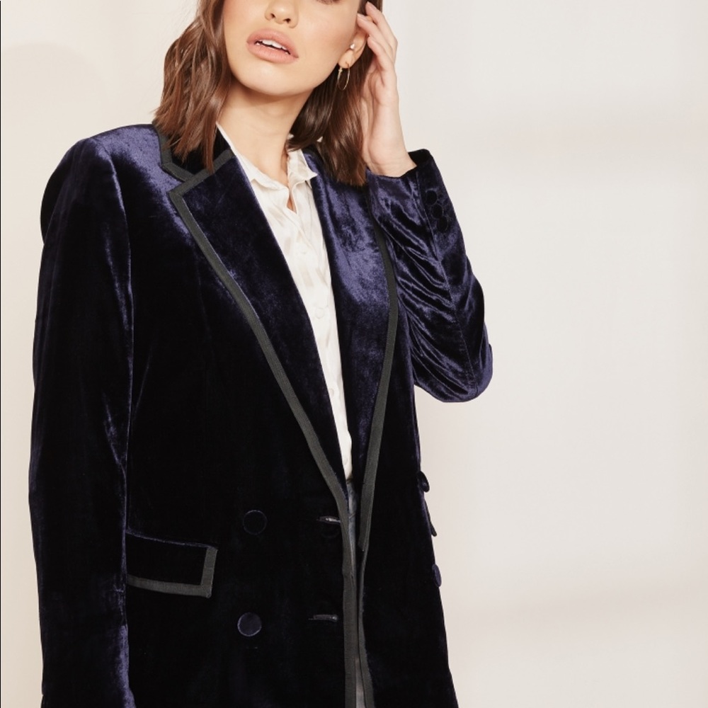 New J.crew Double Breasted Blue Velvet Blazer Size 2 small S - Picture 5 of 11